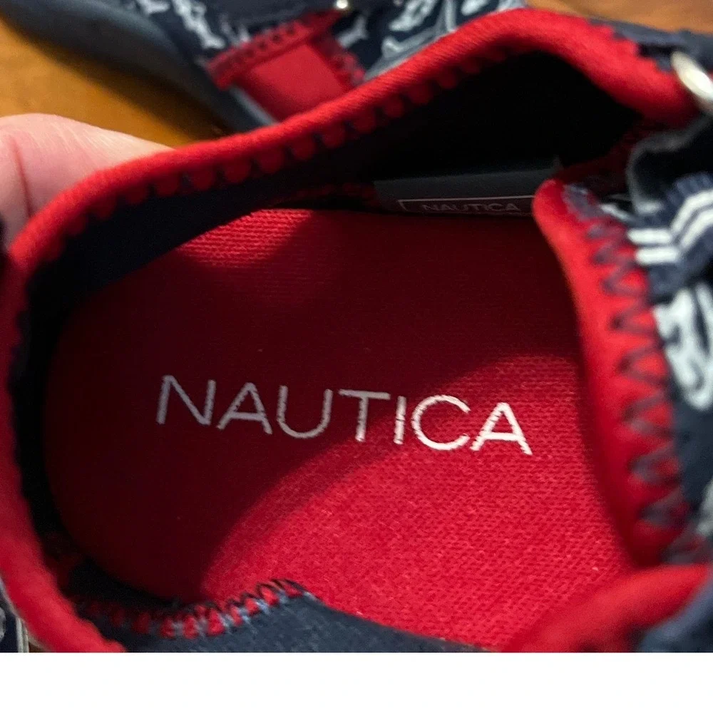 Nautica Kids Water Shoes Sandals Shark Print Navy Red Hook‎ Loop Size 9 NWT
